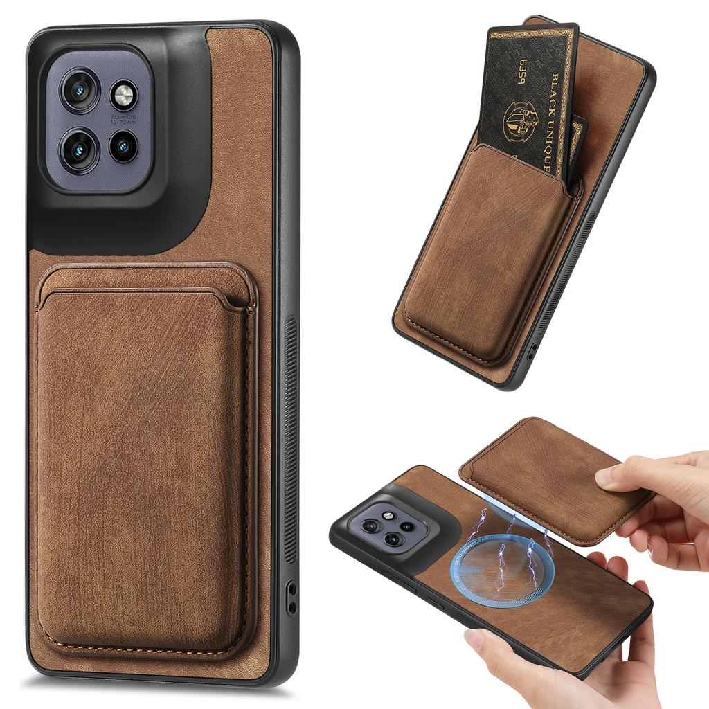 For Motorola Edge 50 Neo 5G Case Compatible with MagSafe Leather Back Cover with Detachable Card Holder