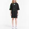 Puma Logo Print Solid Color Drawstring Sports Short Sleeve Dress Women Dresses Black 599175-01