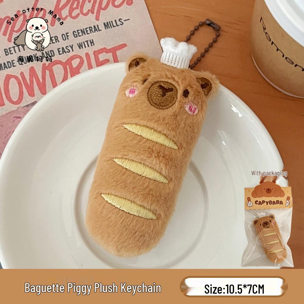 Creative Food Pendant Girl Cartoon Capybara Plush Doll Bread Charm Decoration Accessory