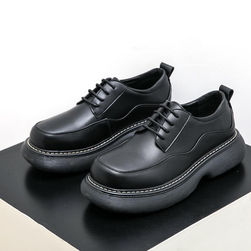 Fashion New Men Fashion Derby Shoes Thick Bottom Waterproof Big Head Leather Shoes European Gentlemen Social Shoes Size 38-45 Men Shoes