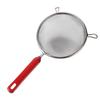 Stainless Steel Double Ear Strainer Ladle with Red Handle - 40 Mesh for Flour, Soy Milk, Juice Filtering