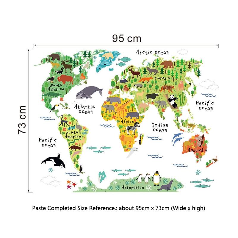 Animal World Map Wall Stickers Removable Art Decal Kids Nursery Home Decors Animal World Map Wall Stickers Removable Art Decal Kids Nursery Home Decors