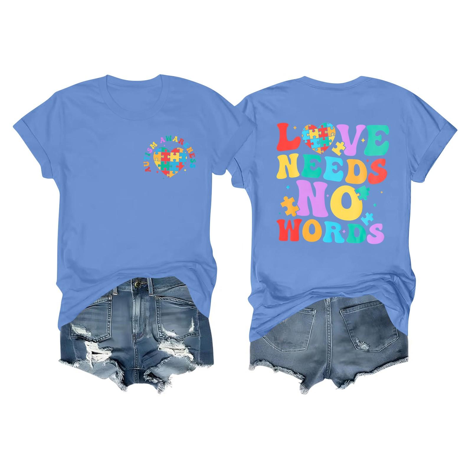 

Женская повседневная футболка с короткими рукавами и круглым вырезом с принтом и буквенным топом S