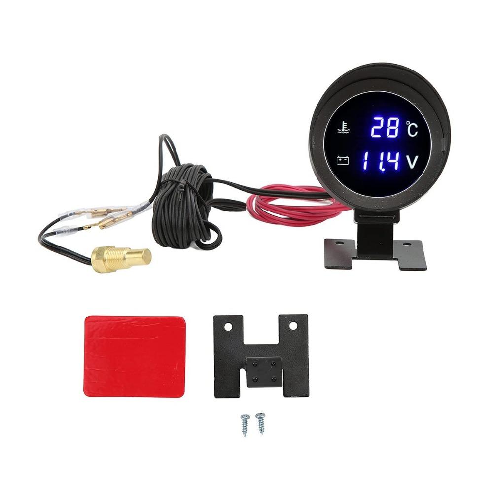 Round LCD Water Temperature Meter Digital Display LED Digital Temp Meter Voltmeter Gauge  Truck