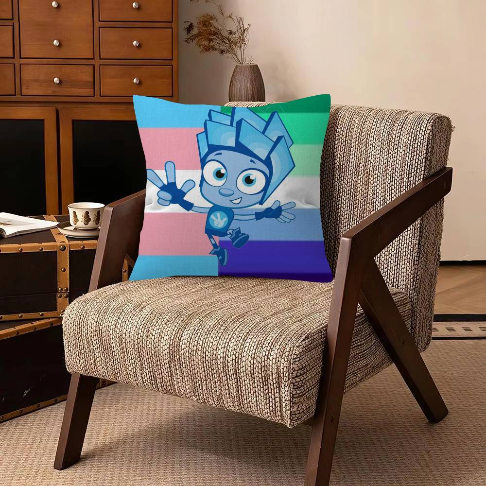 Cartoon TThe FFixies Decorative Polyester Throw Pillow Cover Square Suitable for Home Office Coffee Shop Decor