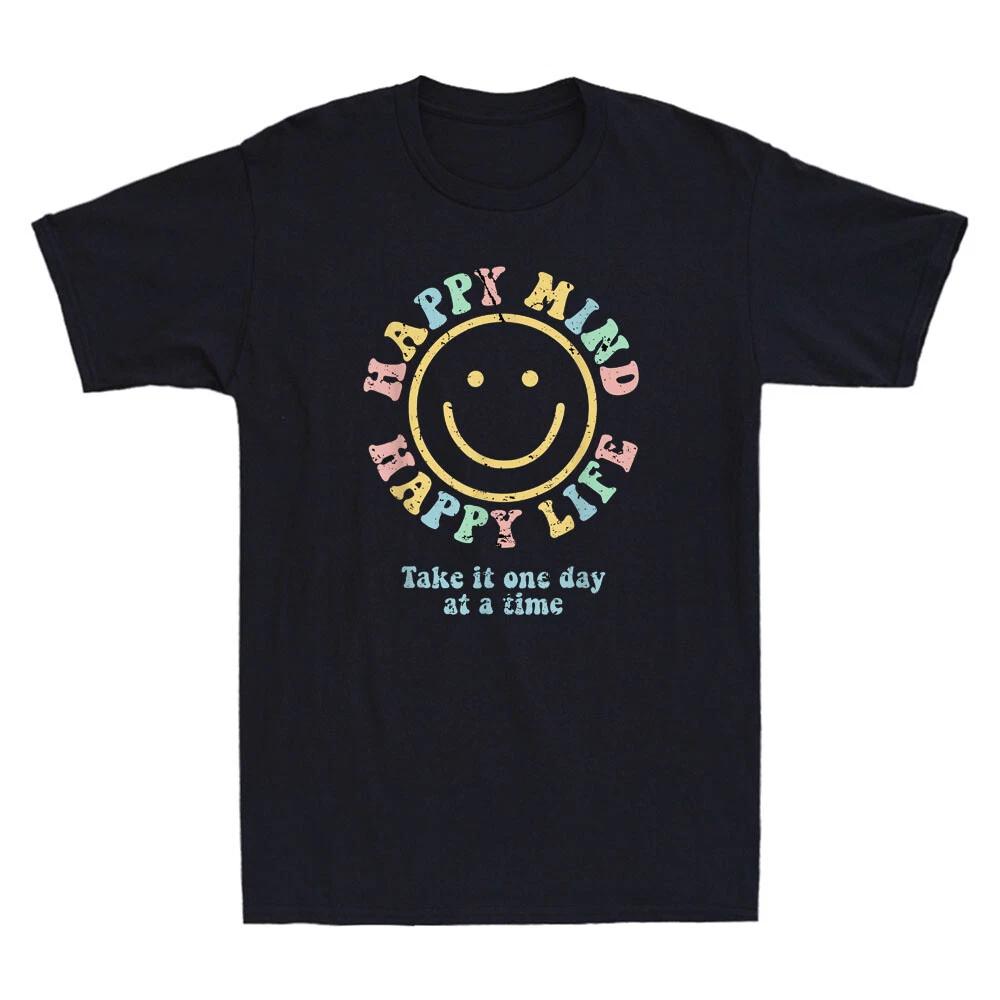 Happy Mind Happy Life Shirt Take It One Day At A Time Vintage Men s T-Shirt Tee L