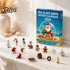 Christmas Tree Hanging Decorations Sea Glass Advent Calendar, 24-Day Acrylic 2D Ornament Set Reusable Holiday Ornaments with Santa Gingerbread