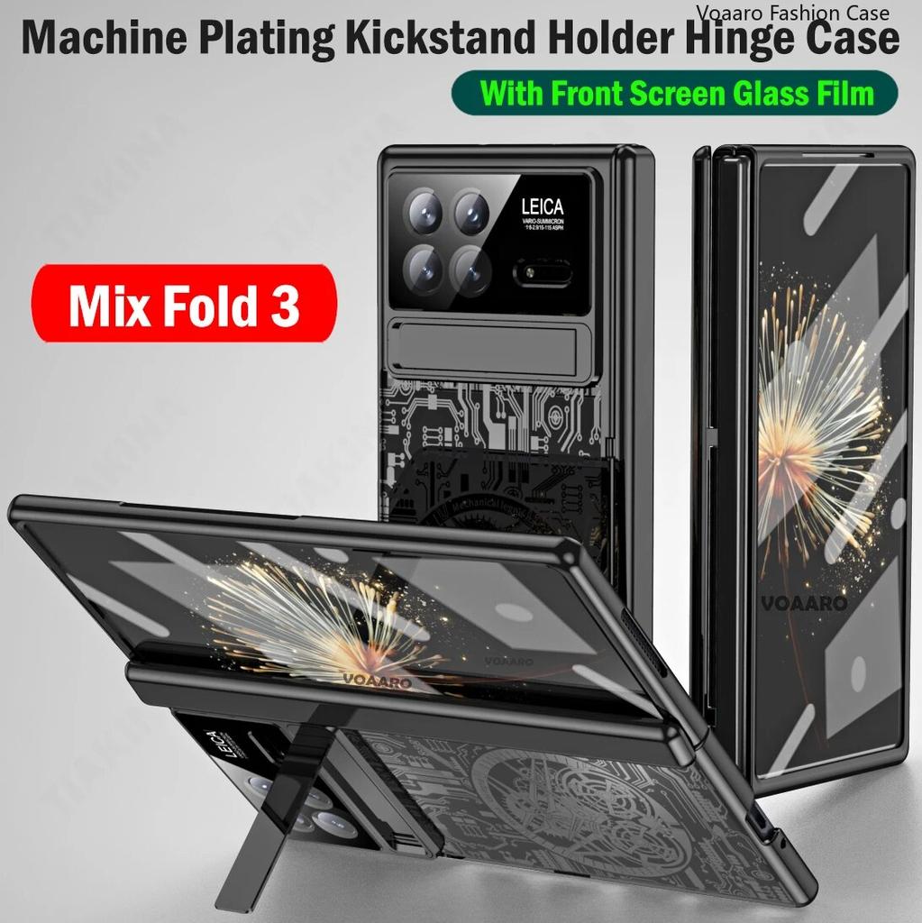 Luxury Kickstand Case for Xiaomi Mix Fold 3 Case Machine Plating Cover for Xiaomi Mix Fold 3 Hinge Case with Front Screen Film