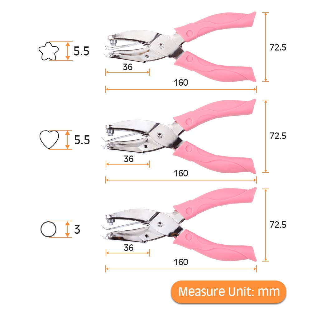 SPEEDWOX Perforator de Hârtie Manual 3 Piese Pentru Problemă Cercei Rechizite de Birou Perforator, Perforator, Perforator, Set, Rotund, 3mm, Stea, Inimă, Decorațiune, Montură, Caiet,