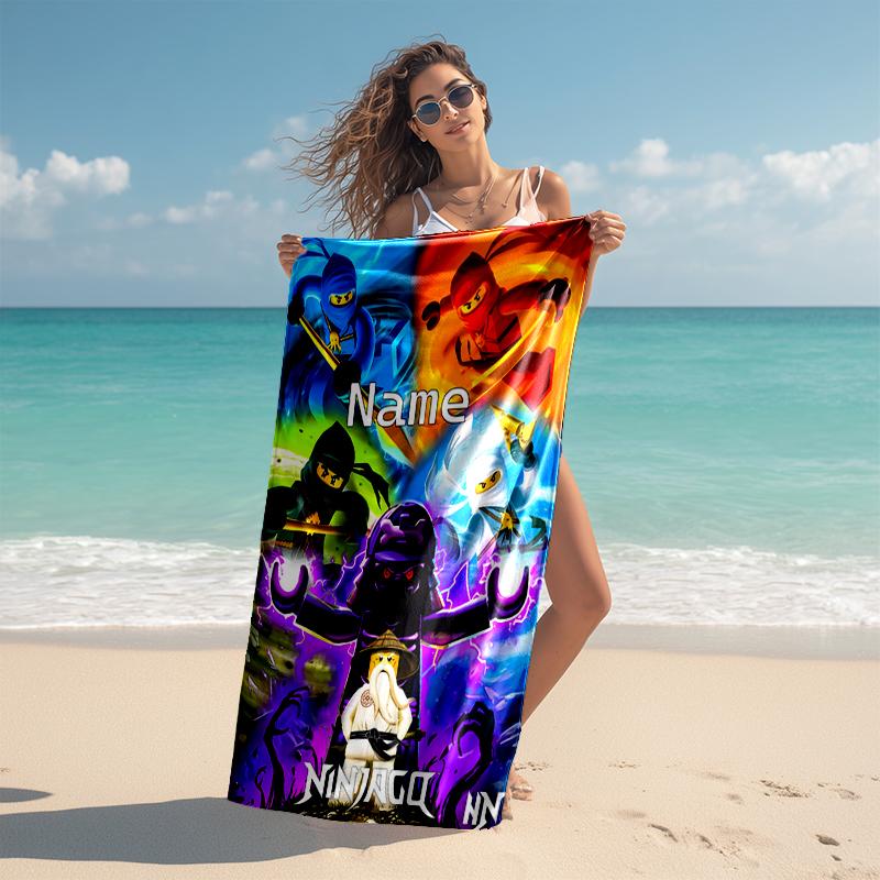 Personalized customized proof beach towel with Lego Ninjago pattern - soft, absorbent,quick-drying,perfect swimming,camping&bathing