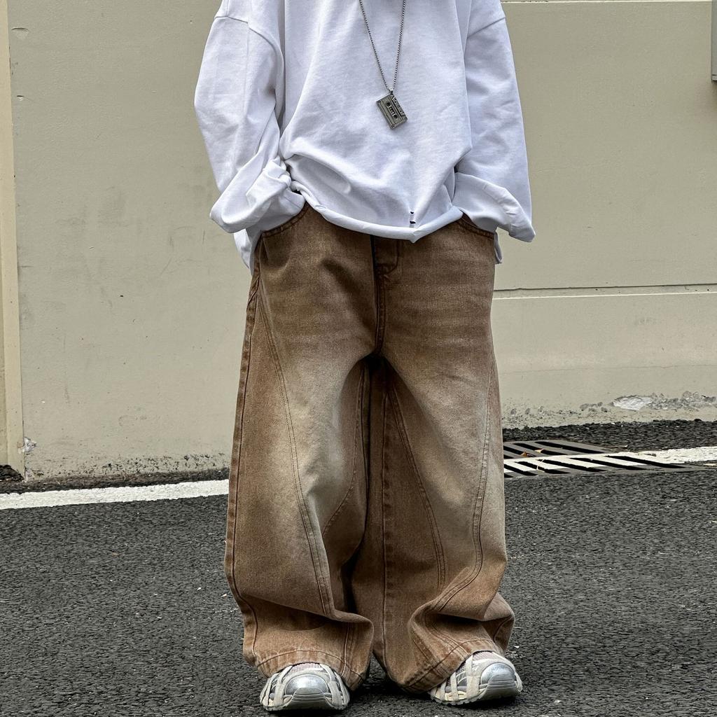 Toddler Boys Solid Color Loose Fit Denim Pants Casual Elastic Waist Long Jeans For Spring Autumn