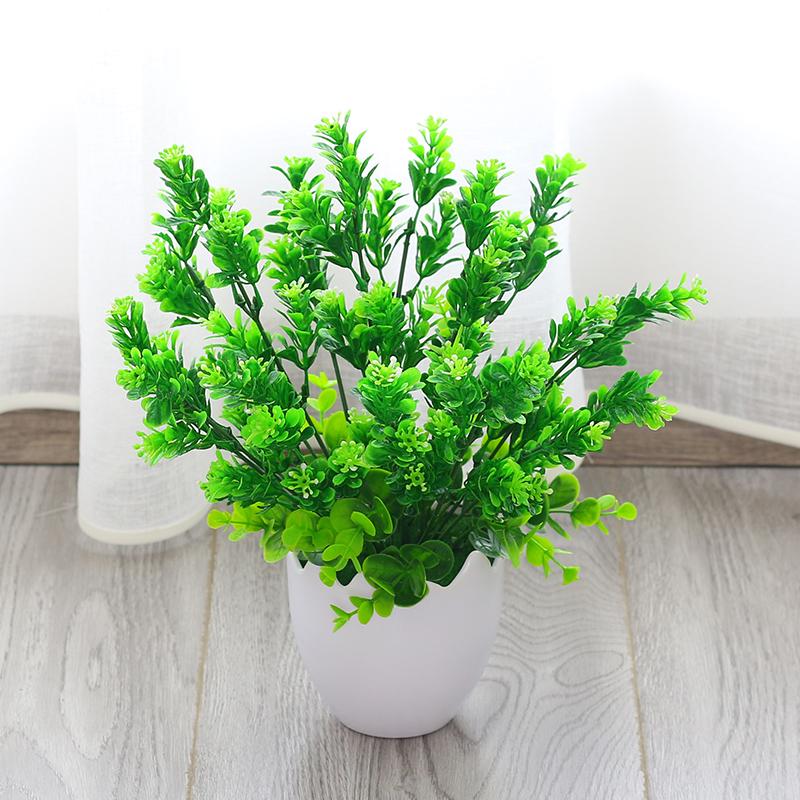 Ornements de Plantes Artificielles Vertes Premium pour Bureau - Décor Herbe et Fleurs en Soie