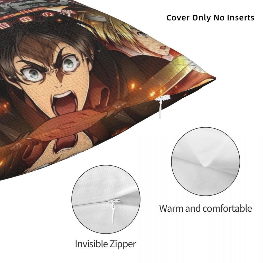 Freedom Squads Pillowcase Cushion Cover Gift Attack On Titan Anime Shingeki No Kyojin Pillow Case Cover Home Zipper 40*40Cm