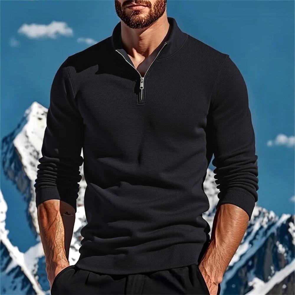 Herren Langarm-Poloshirts und Pullover für Herbst und Winter sind warm und bequem. Casual und trendige Pool-Shirts mit halbem Reißverschluss und Stehkragen