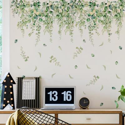 Wall Sticker Fine Workmanship Bright Color Green Plant Pattern Wall Decals for Home Living Room Decoration