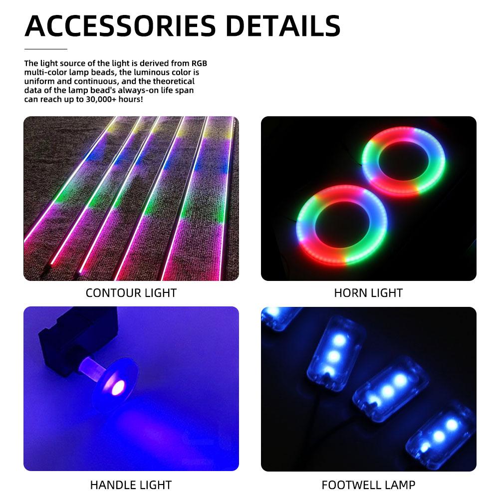 18 in 1 Symphony single zone Car Ambient Light Interior Acrylic Guide LED Strip Light Decoration Atmosphere Lamp by APP Control