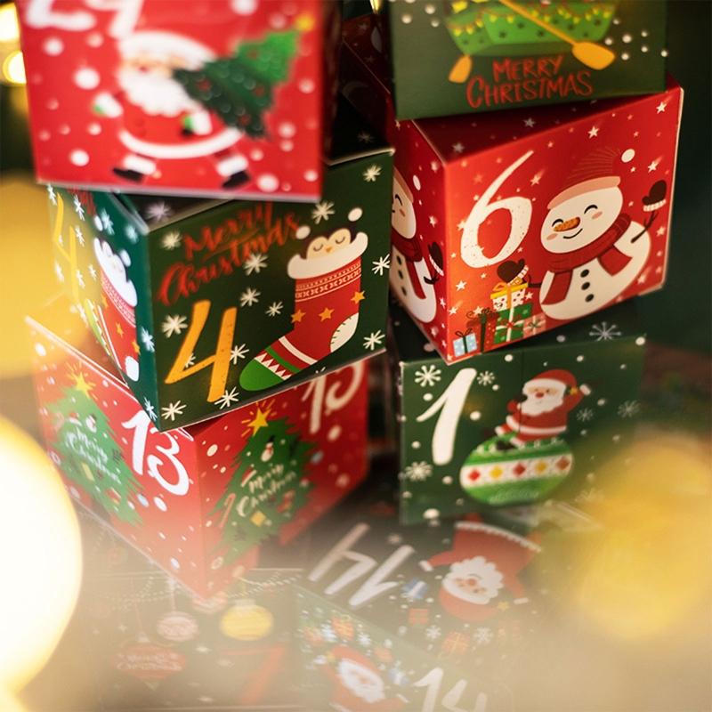 Caixas de Calendário do Advento de Natal 24 Peças Enchimento de Pequenos Presentes de Natal Suprimentos de Embalagem para Crianças Meninas Meninos Presente de Aniversário