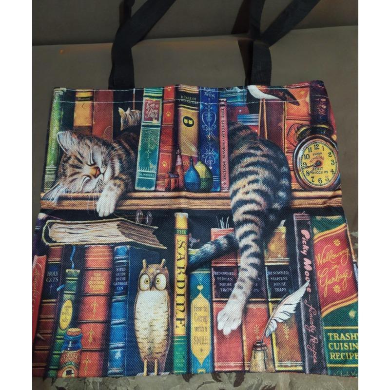Customize Oil Painting Cat Print Womens Designer Tote Bags Linen Reusable Shopping Bag For Groceries Shoulder Bags for Lady 2020 Casually