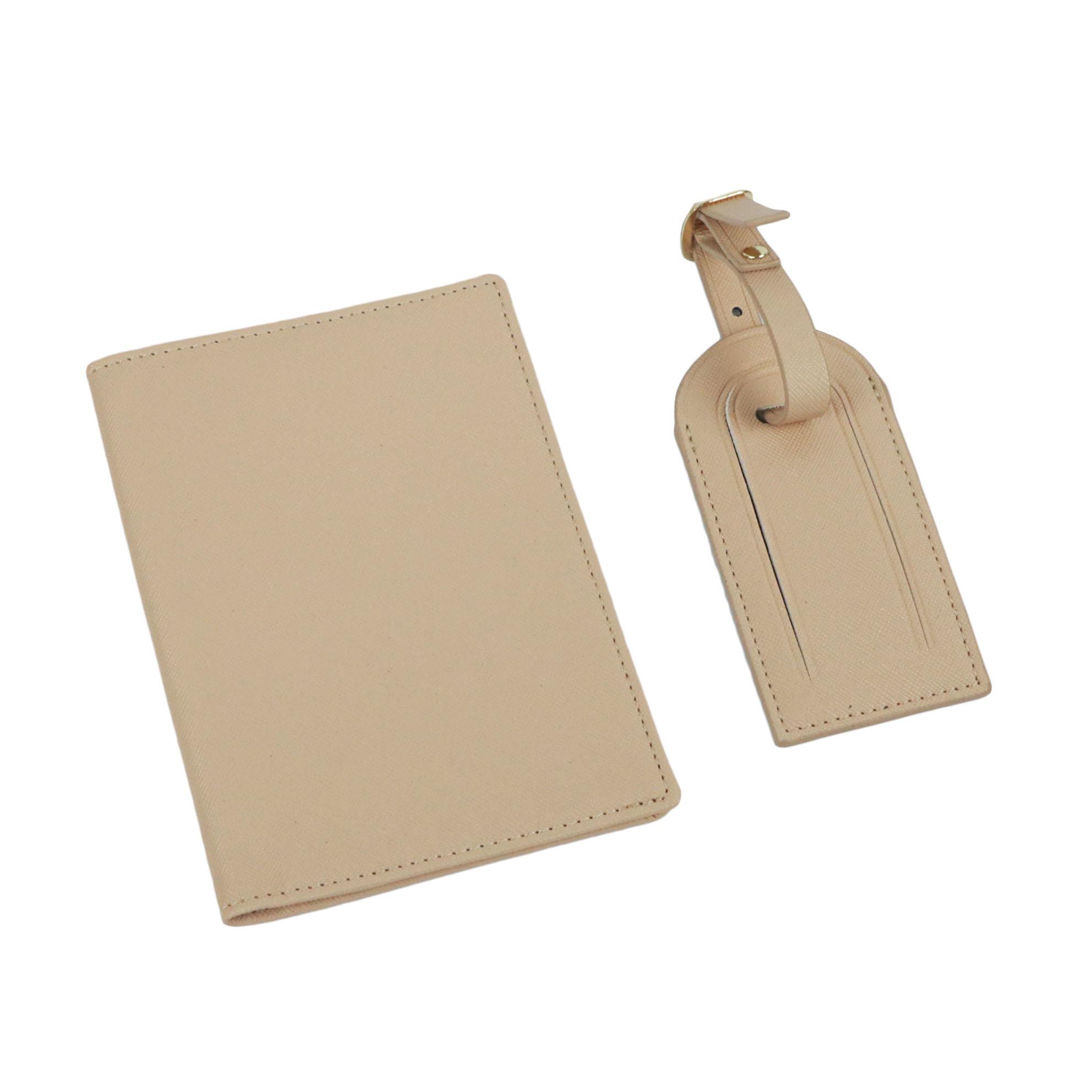 Set Gratuit de Huse Personalizabile cu Nume pentru Pașaport și Etichete pentru Bagaje Accesorii Ușoare de Călătorie - Suport pentru Pașaport și Etichetă pentru Valiză beige