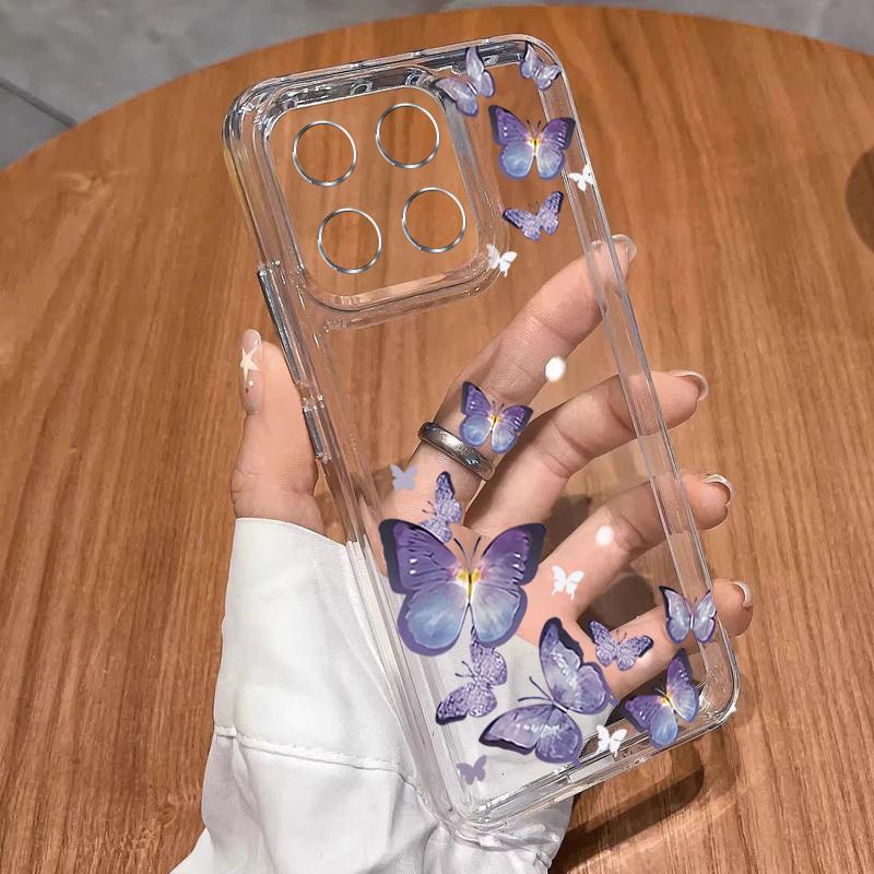 Golden Butterfly Pattern Case For Xiaomi Redmi Note 15 Pro 4G Funda Redmi Note 14 13 Pro 5G Clear TPU Silicone Soft Cover