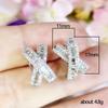 Cross Design Sparkling Stud Earrings for Women Elegant Style