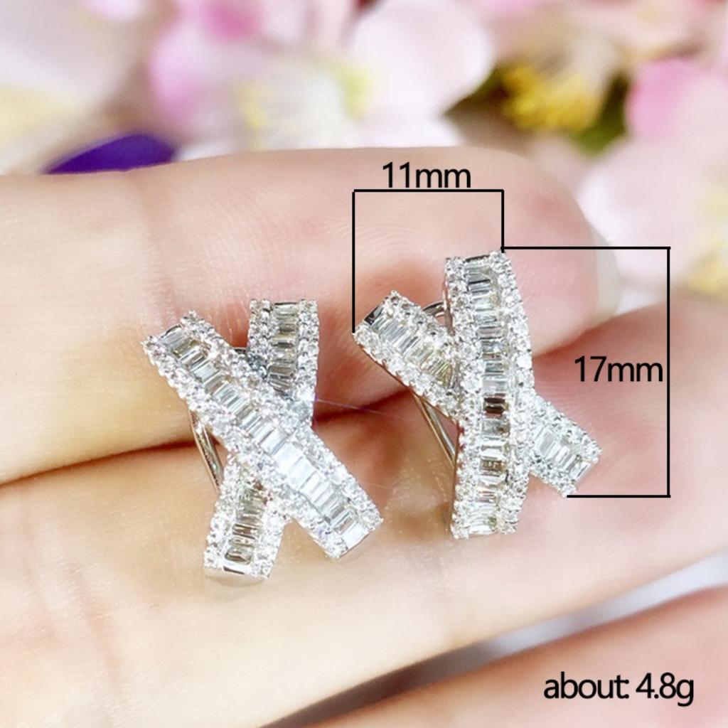 Cross Design Sparkling Stud Earrings for Women Elegant Style