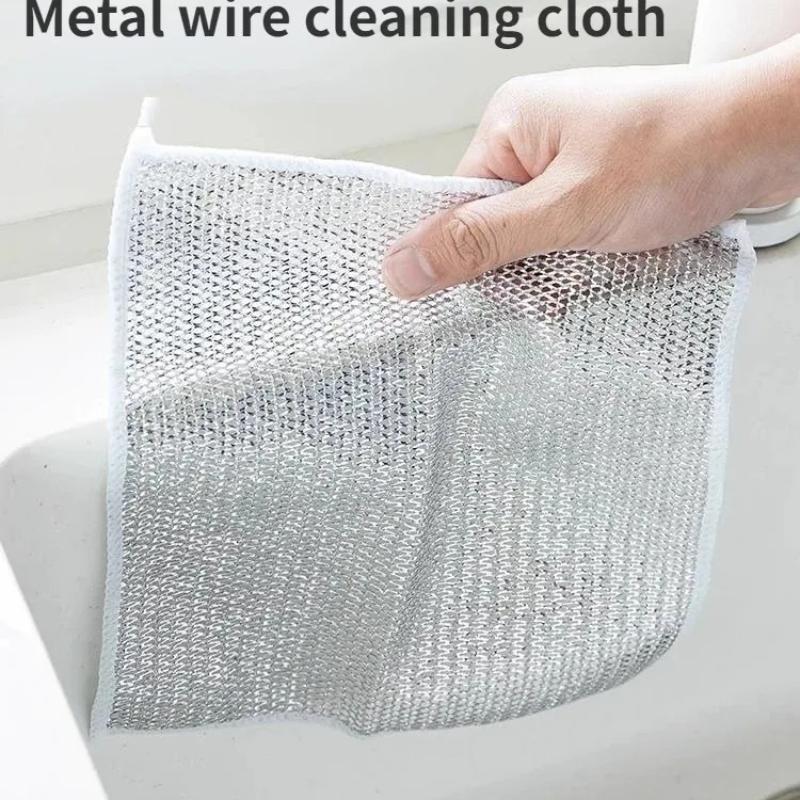 New Thickened Cleaning Cloth Kitchen Magic Dishwashing Towel Metal Steel Wire Cleaning Rag Microwave Stove Clean Tool Dish Cloth