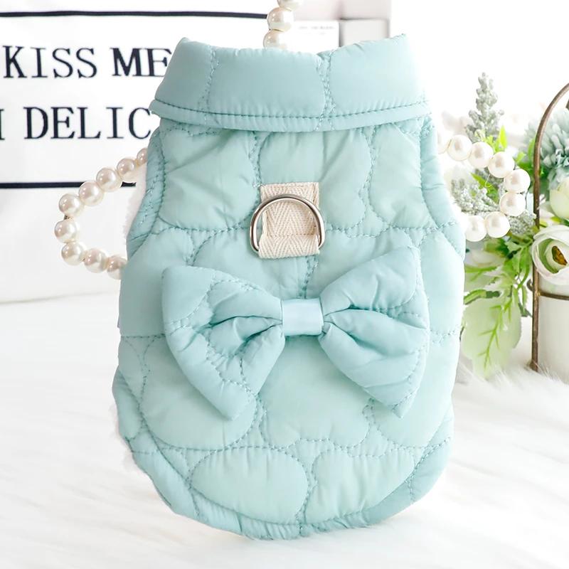

Small Dog Costume Winter Cat Dog Coat Jacket Bowknot Harness Vest Cat Puppy Yorkie Pomeranian Poodle Bichon Pet Clothing Outfit XS（old） синий