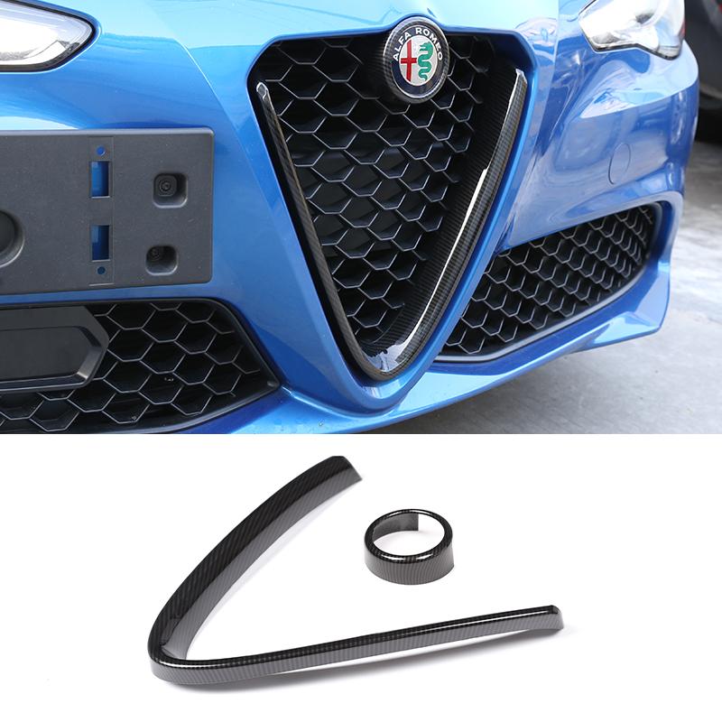 LUBTW1 For Alfa Romeo Giulia 2017 2018 2019-2025 Car Front Bumper Air Grilles V Frame Decoration Trim Sticker Logo Cover Accessories