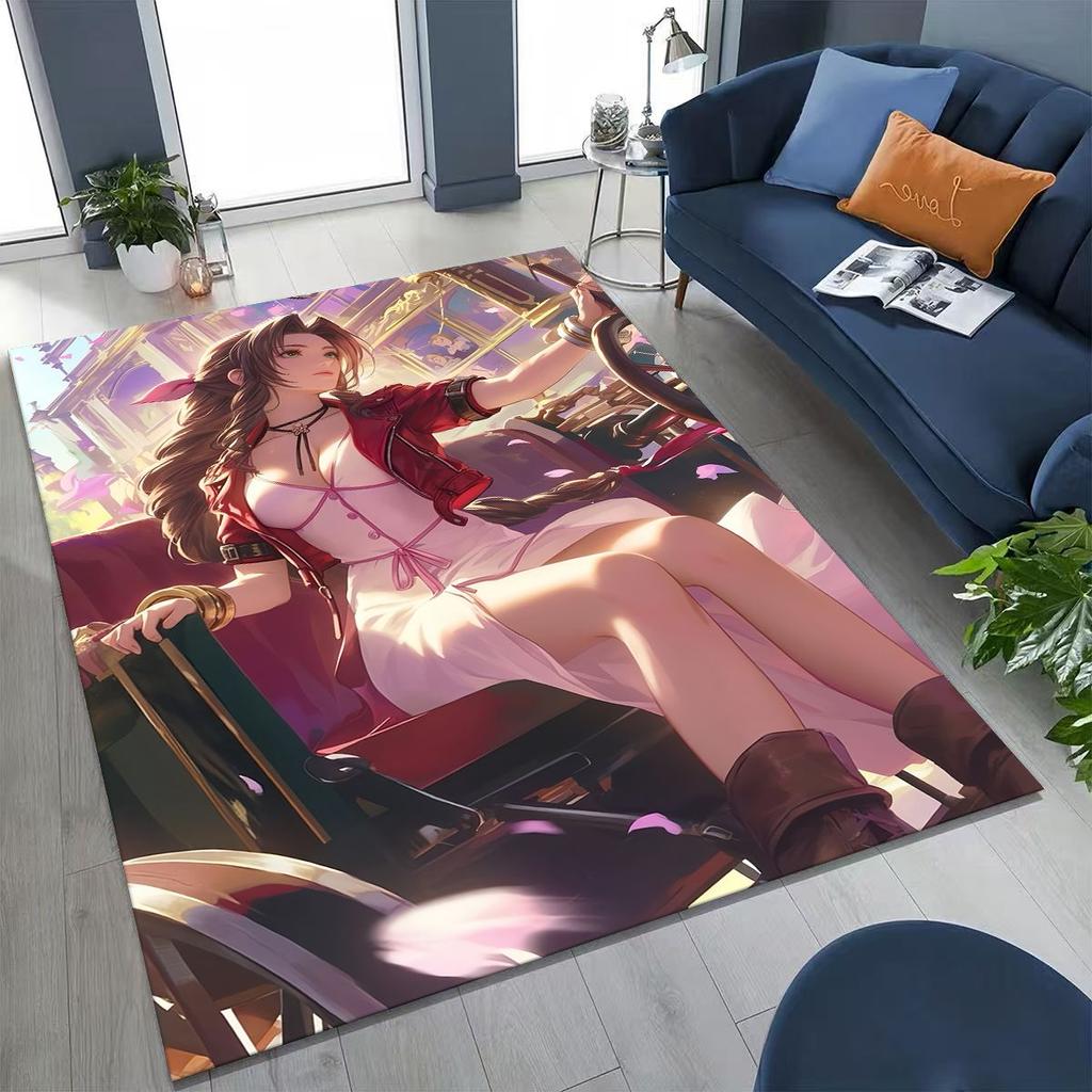Cartoon Final Fantasy Sephiroth Cloud Tifa Game Rug for Bedroom Living Room Sofa Home Doormat Decor, Large Non-slip Floor Mat