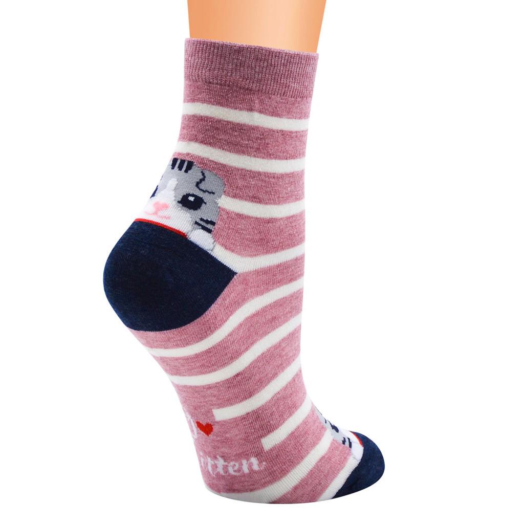 Dámská móda Ženy Dívčí punčochy Stripe Cat Bavlna se střední trubkou