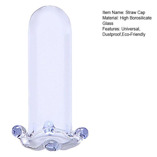 Straw Cap Transparent Glass Straw Toppers Adjustable Decorative Straw Lid for Glass And Stainless Steel Straws Reusable Dustproof Straw