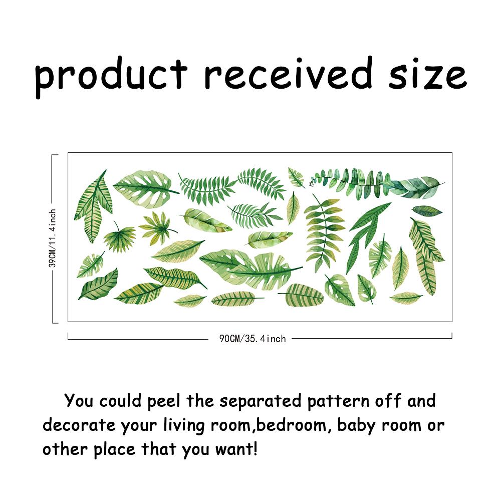 1sheet PVC Wall Stickers Wall Decoration Leaf Pattern 900x390mm