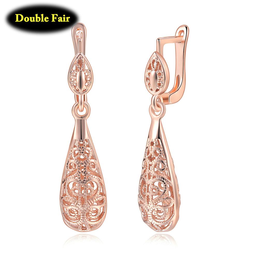 Ethnic Vintage Waterdrop Earrings Rose Gold Wedding Retro Jewelry For Women Brincos DWE787M