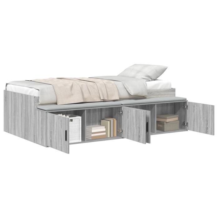VidaXL Lit de rangement Gris Sonoma 80x200 cm 3335202