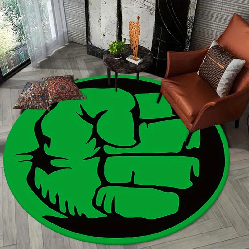 1pz Tappeto Rotondo Marvel Hulk Antiscivolo, Lavabile in Lavatrice in Poliestere per Arredamento Soggiorno & Camera da Letto