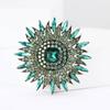 Sparkling Rhinestone Sunflower Lapel Pins for Women Unisex Round Palace Style Party Office Brooch Pins Gifts