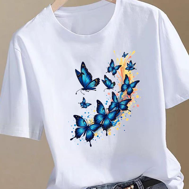 (Asian Size) Trend Flower Sweet Women Printing Fashion Tee Top Clothing T Shirt Woman Print Female Short Sleeve Graphic T-shirts