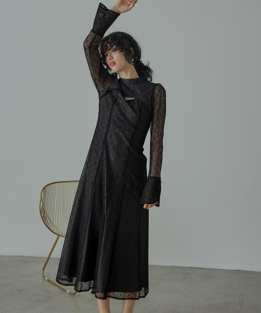Niana Geometric Party Wedding Black Size S Back-Open Dress, Dress, Dress, Lace,