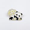 Personalized Cartoon Panda Brooch: Cute Green Bamboo Alloy Pin for Backpack & Clothing Decoration