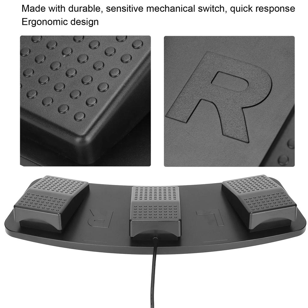 USB Triple Foot Pedal ABS Wide Application USB Triple Foot  Pedal for Factory Testing for Playing games for Zooming