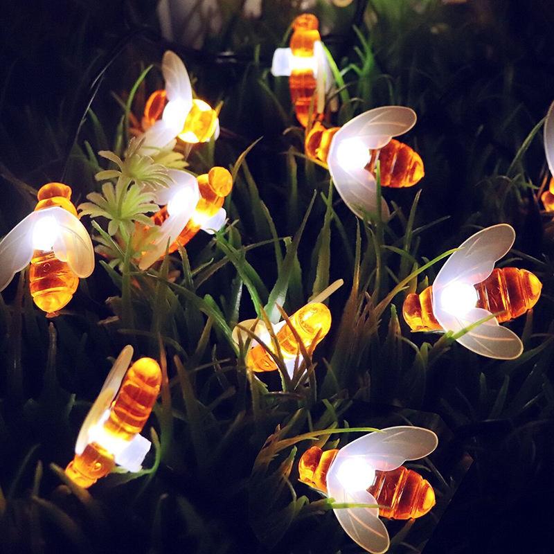 8 Modes Solar Light Crystal Ball Honey Bee LED String Lights Fairy Lights Garlands for Christmas Party Easter Outdoor Decoration