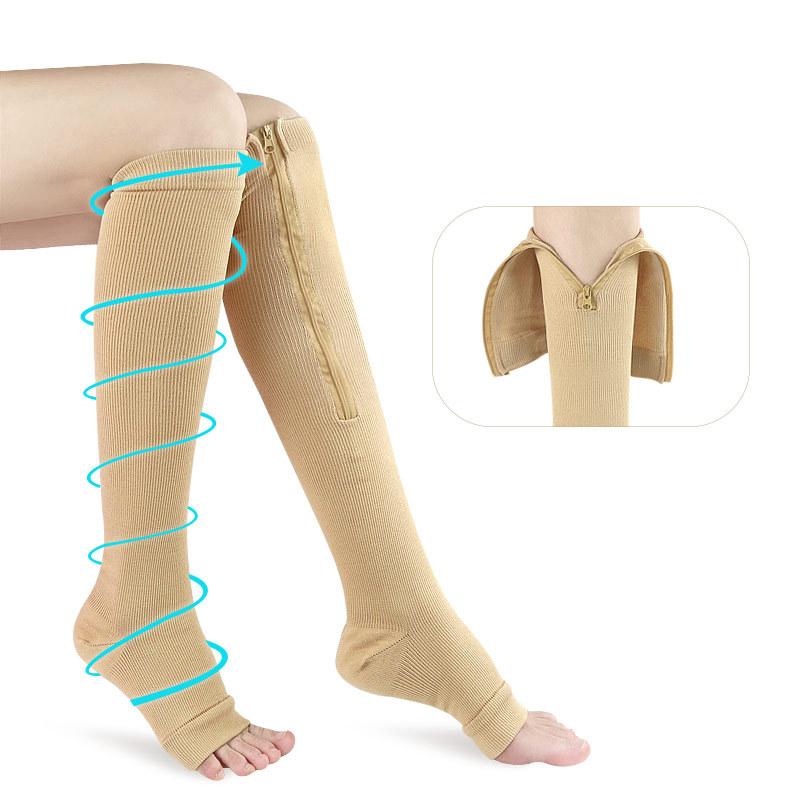 Sportovní tlakové ponožky střední délky plastové elastické ponožky na zip prodyšné absorbující pot běžecké módní fitness kompresní ponožky na zip