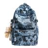 Schoolbag schoolbag female burden reduction large-capacity backpack male can hang tie rod college student travel commuter backpack tie-dye bag