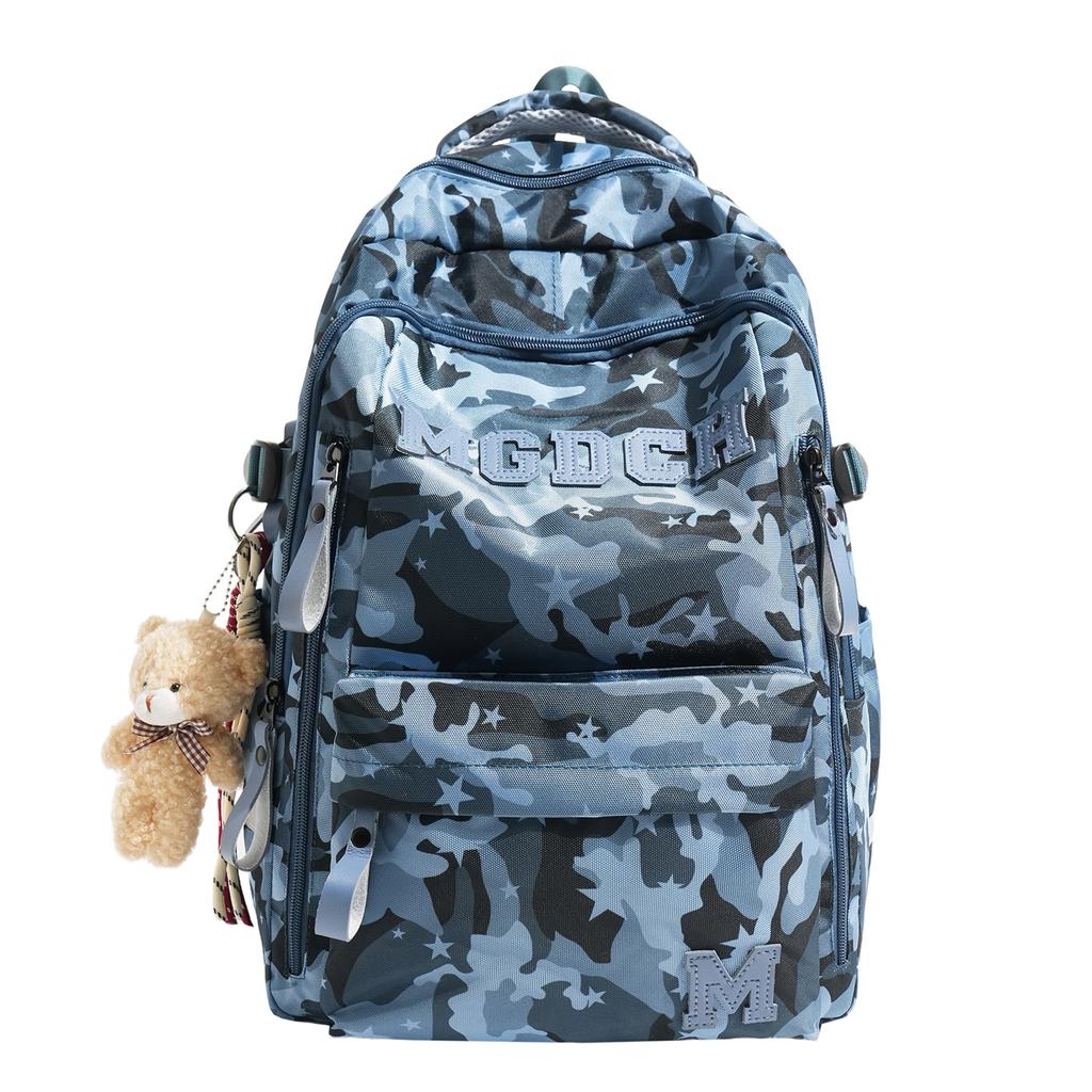 Schoolbag schoolbag female burden reduction large-capacity backpack male can hang tie rod college student travel commuter backpack tie-dye bag