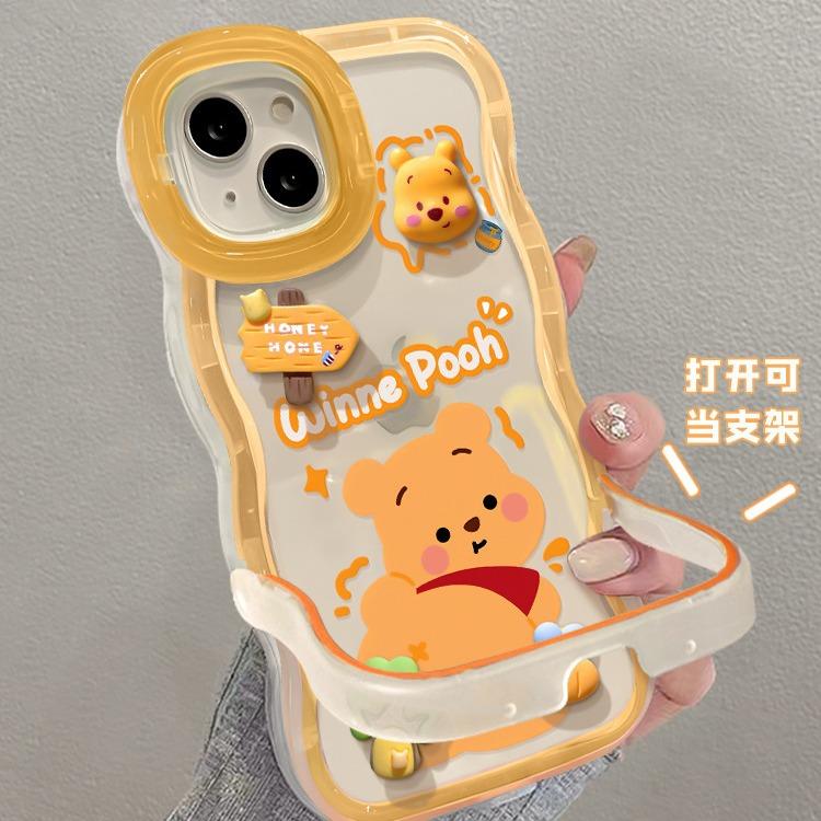 Applicable to Apple 11promax mobile phone case iPhone11 cartoon Winnie the Pooh doll 11 double bracket 11 transparent 11