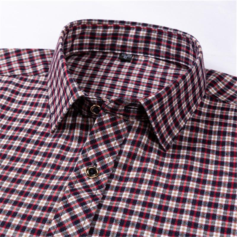 Nuove Camicie alla Moda da Uomo a Manica Lunga Primavera Autunno Morbide Vestibilità Regolare Spazzolato Tasca Singola a Quadri Comfort Casual Camicia a Quadri