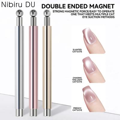 Nagelkonst Nagelmagnetssticka Kattöga Magnetisk Boll Aluminiumhandtag Cylindrisk UV-gel Magnetverktyg Dubbelsidig Nagellackningsverktyg