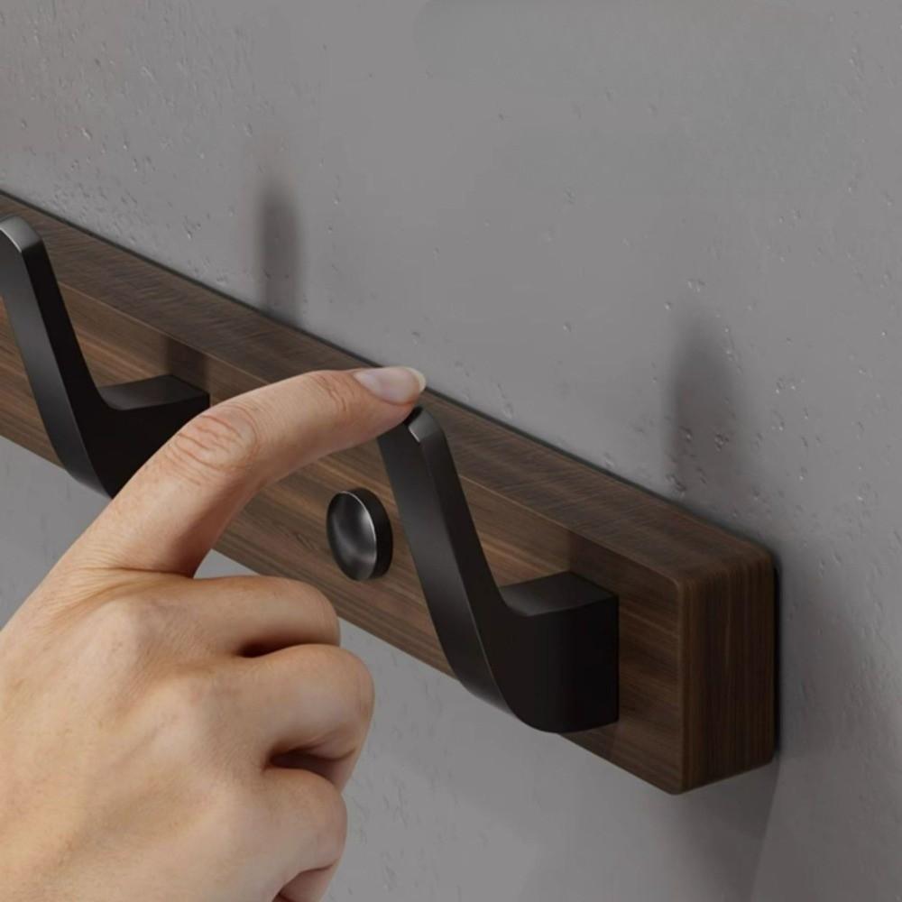 Entrance Hanging Walnut Wood Clothes Hook Without Punching Hats Organizer Fitting Room