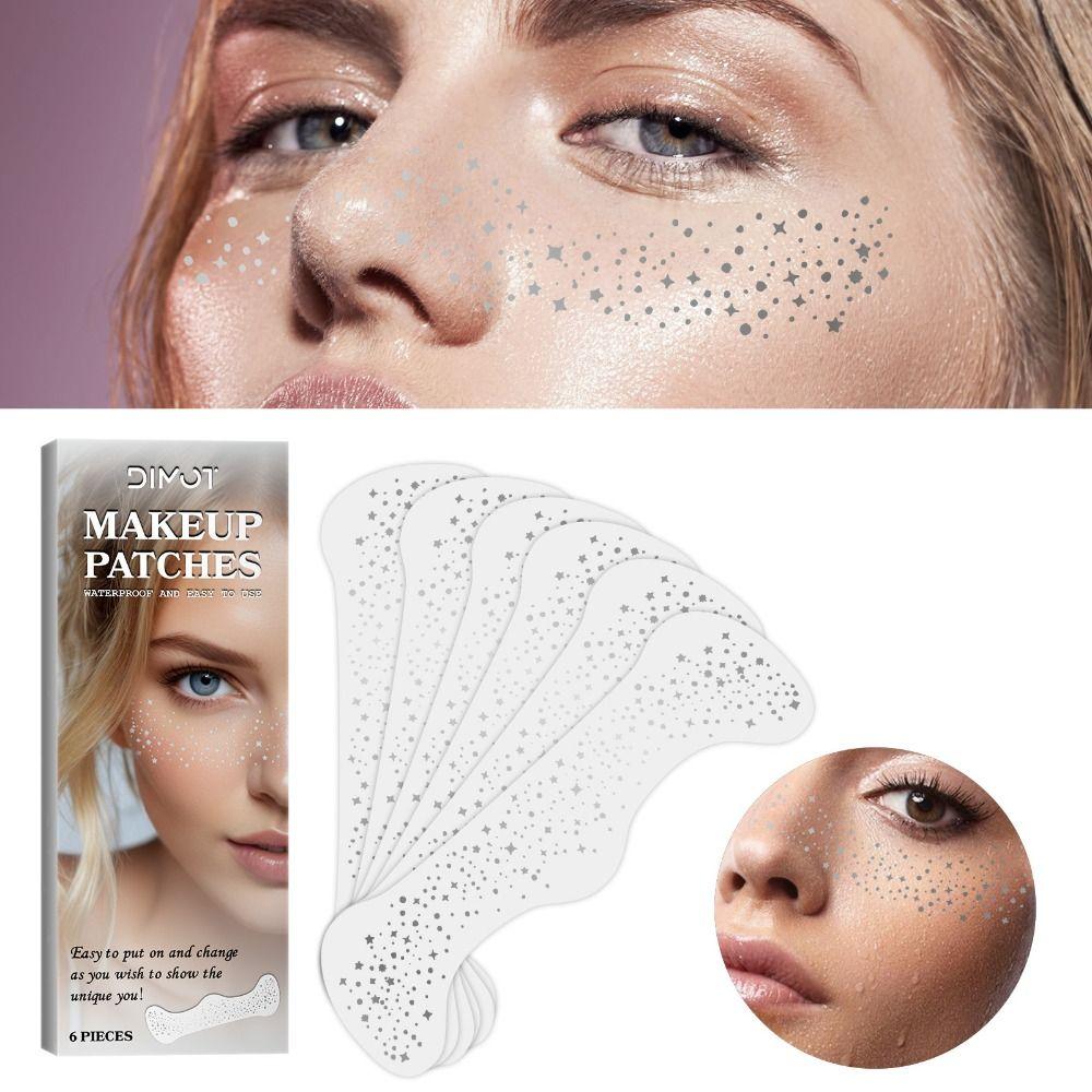 12 Pcs Waterproof Glitter Freckles Face Tattoo Glitter Face Glitter Speckles Patches  for Women